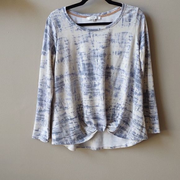 Rose + Olive Long Sleeve Tie Dye Shirt with Bunched Center Waist Size L - Picture 5 of 12